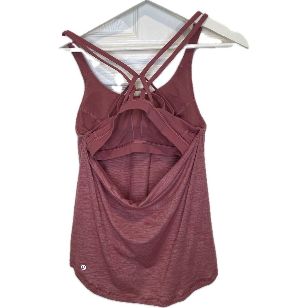 Lululemon Moment To Movement 2-In-1 Tank Pink Heathered Misty Merlot 4 S Padded - Picture 5 of 9